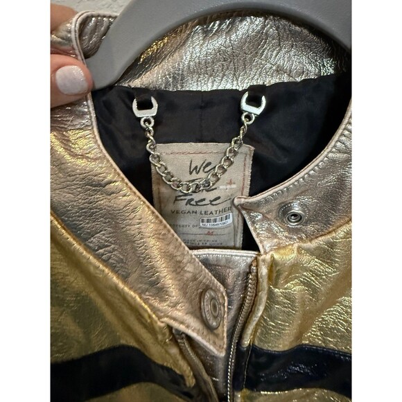 Free People Fast Lane Metallic Moto Jacket M - Picture 6 of 8